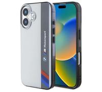 CG Mobile BMW BMHCP16S23HTFEG Coque Rigide pour iPhone 16 6,1" Gris Motosport IML Rayures Verticales