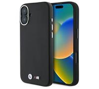 BMW Coque téléphone iPhone 16 Plus Cuir lisse MagSafe Noir