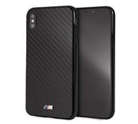 CG MOBILE BMW - Coque de téléphone pour iPhone Xs Max, noir, cuir PU, collection M, coque en fibre de carbone avec facile à clipser, absorption des chocs et logo signature