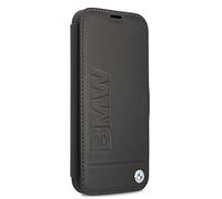 CG MOBILE BMW Coque pour iPhone 13 Pro Max en cuir véritable avec ports accessibles, absorption des chocs et logo signature Noir