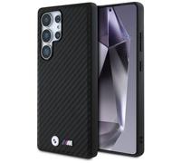 CG MOBILE BMW Étui de protection en cuir carbone pour Samsung Galaxy S25 Ultra Compatible avec MagSafe Noir