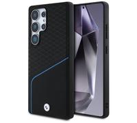 CG MOBILE BMW Étui en cuir texturé et lisse pour Samsung Galaxy S25 Ultra Compatible avec MagSafe Noir