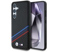 CG MOBILE BMW Étui en cuir tricolore à rayures croisées pour Samsung Galaxy S25 Compatible avec MagSafe Noir
