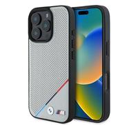 Étui BMW pour iPhone 16 Pro 6.3 gris étui rigide M Perforated Tricolor Line MagSafe