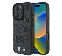 CG Mobile BMW HC M Coque de téléphone conçue pour iPhone 16 Pro Max, Durable, résistante aux Chocs, Compatible avec MagSafe, Coque en polyuréthane perforé et Lignes Cousues, Noir