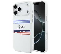 CG Mobile Coque BMW M silicone bande horizontale compatible MagSafe iPhone 17 Pro Max Blanc
