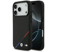 CG MOBILE BMW M Carbon Tricolor Line Coque compatible avec MagSafe pour iPhone 17 Pro (noir)