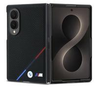 CG MOBILE BMW M Étui en cuir perforé à rayures tricolores avec logos métalliques compatible avec MagSafe Coque pour Samsung Galaxy Z Fold8 (noir)