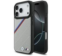 CG Mobile – Coque pour iPhone 17 Pro – Logo métal BMW M Tricolore – Compatible MagSafe – Gris