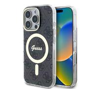 CG MOBILE Compatible avec iPhone 16 Pro Max Guess IML Coque Rigide Compatible avec Magsafe avec Design 4G, Protection Contre Les Chutes, Absorption des Chocs, découpes précises, Protection Contre Les
