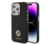CG Mobile Coque Guess pour iPhone 15 Pro Max - Coque en Silicone avec Logo Strass 4G - Anti-Rayures - Résistante aux Chute - Antichoc - Protection Arrière Full Slim pour iPhone 15 Pro Max 6,7 Pouces -