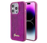 CG MOBILE Coque Guess Script à Paillettes pour iPhone 15 Pro (Fuchsia)