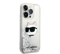Coque pour iPhone 15 Pro Max - Liquid Glitter MagSafe (KLHMP15XLGKCSGH) - Tête Karl&Choupette Transparente