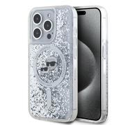 Coque pour iPhone 15 Pro - Liquid Glitter MagSafe (KLHMP15LLLLGKCSGH) - Tête Karl&Choupette Transparente