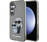 CG MOBILE Coque Rigide Noire Karl Lagerfeld KLHCS24MHNKCTGK pour S24+ S926 Étui Rigide à Paillettes Karl & Choupette