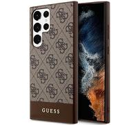 CG MOBILE Étui Guess GUHCS24LG4GLBR pour S24 Ultra S928, Marron, Rigide, Collection 4G Stripe