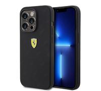 CG MOBILE Ferrari - Coque de téléphone compatible avec iPhone 15 Pro en noir All-0ver SF, coque de protection en silicone lisse, anti-rayures, lisse avec facile à clipser, absorption des chocs et logo