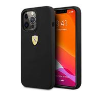 CG MOBILE Ferrari Coque de téléphone pour iPhone 13 Pro en Noir avec intérieur en Microfibre, Coque de Protection en Silicone Lisse et Anti-Rayures Facile à Clipser, Absorption des Chocs et Logo