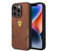 CG MOBILE Ferrari - Coque de téléphone pour iPhone 14 Pro en cuir synthétique camel avec lignes contrastées, lisse, durable et anti-rayures avec facile à clipser, absorption des chocs et logo