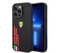 CG MOBILE Ferrari Coque de téléphone pour iPhone 14 Pro en noir avec grand logo SF rouge, coque de protection en cuir PU, durable et anti-rayures avec facile à clipser et absorption des chocs