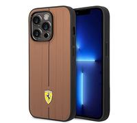 CG MOBILE Ferrari - Coque de téléphone pour iPhone 14 Pro Max en cuir gaufré camel, coque de protection durable et anti-rayures avec facile à clipser, absorption des chocs et logo signature
