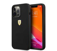 CG MOBILE Ferrari Coque pour iPhone 13 Pro Max en Microfibre - Coque de Protection Lisse et Anti-Rayures avec Bouton-Pression Facile - Absorption des Chocs et Logo Signature - Noir, FESSIHCP13XBK