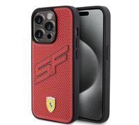 CG Mobile Ferrari - Coque pour iPhone 15 Pro - Étui en Cuir PU avec Motif perforé Big SF - Anti-Rayures - Résistant aux Chutes - Antichoc - Protection arrière intégrale pour iPhone 15 Pro 6,1 po -