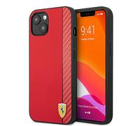 CG MOBILE Ferrari Étui en Cuir pour iPhone 13 Rouge Motif à Rayures