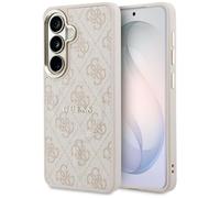CG MOBILE Guess 4G Anneau gaufré compatible avec coque MagSafe pour Samsung Galaxy S26 (rose)