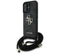 CG Mobile Guess 4G Big Logo Cord Stap Crossbody Coque pour iPhone 16 Plus (Noir)