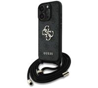 CG MOBILE Guess 4G Big Logo Cord Stap Crossbody Coque pour iPhone 16 Pro (noir)