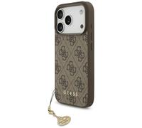 CG MOBILE Guess 4G Charms Collection Compatible avec MagSafe Coque pour iPhone 17 Pro (Marron)