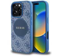 CG Mobile Guess 4G Circle Classic Logo Compatible avec MagSafe Coque pour iPhone 16 Pro Max (Bleu)