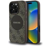 CG Mobile Guess 4G Circle Classic Logo Compatible avec MagSafe Coque pour iPhone 16 Pro Max (Marron)