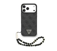 CG MOBILE Guess 4G Courroie avec logo triangulaire compatible avec la coque MagSafe pour iPhone 17 Pro Max (noir)