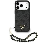 CG Mobile Coque Guess 4G pour iPhone 17 Pro Courroie logo triangulaire compatible MagSafe Noir