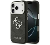 Guess Guess Coque 4G Metal Logo Backcover iPhone 17 Pro Max Silver Edge Black Noir