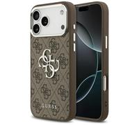 Coque Guess 4G Grand Logo Classique pour iPhone 17 Pro Max Marron Argent