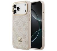 CG Mobile Guess 4G Logo Strass Compatible avec MagSafe Coque pour iPhone 17 Pro Max (Rose)