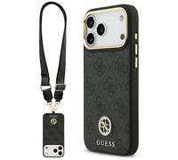CG Mobile Guess 4G Logo Strass et Grands Boutons métalliques compatibles avec MagSafe Coque pour iPhone 17 Pro Max (Noir)