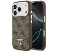 CG MOBILE Guess 4G Logo triangulaire compatible avec MagSafe Coque pour iPhone 17 Pro (marron/argent)