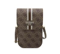 CG MOBILE Guess 4G PU avec imprimé rayures sac portefeuille téléphone portable marron