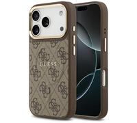 CG MOBILE Guess 4G PU Classic Logo Compatible avec MagSafe Coque pour iPhone 17 Pro (Marron)
