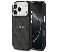 CG MOBILE Guess 4G PU Classic Logo Compatible avec MagSafe Coque pour iPhone 17 Pro (Noir)