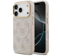 CG MOBILE Guess 4G PU Classic Logo Compatible avec MagSafe Coque pour iPhone 17 Pro (rose)