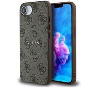 CG MOBILE Guess 4G Ring Classic Logo Compatible avec MagSafe Coque pour iPhone 16e (Marron)