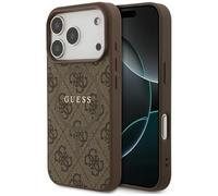 CG MOBILE Guess 4G Ring Classic Logo Compatible avec MagSafe Coque pour iPhone 17 Pro (marron)