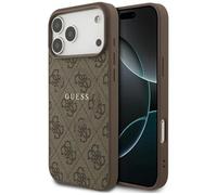 CG MOBILE Guess 4G Ring Classic Logo Compatible avec MagSafe Coque pour iPhone 17 Pro Max (marron)