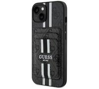 CG Mobile Guess 4G Stripes Étui de Protection pour iPhone 15 Compatible avec MagSafe (Noir)