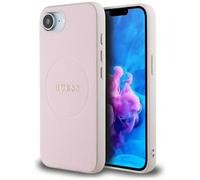 CG MOBILE Guess Anneau grainé compatible avec MagSafe Coque pour iPhone 16e (rose)
